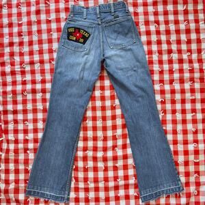 Vintage 70s Wrangler Jeans Flare Light Wash Western‎ Blue Denim // Size 25